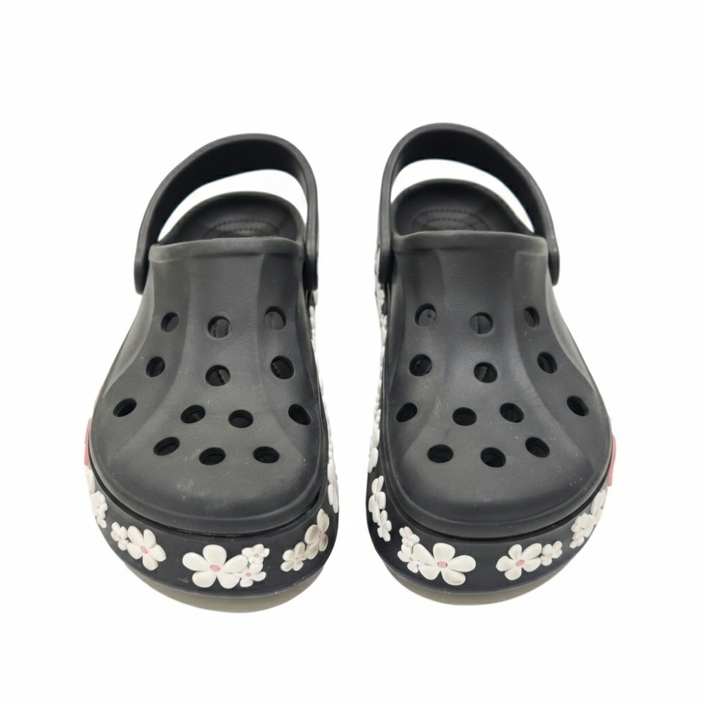 Crocs Crocband Platform Clogs Black Floral 3D Size 8 - Picture 3 of 5